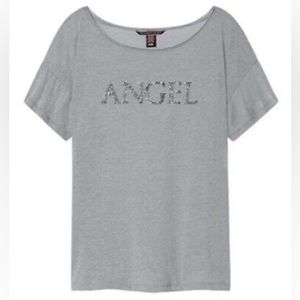 Victoria’s Secret Angel Silver Sequins Bling Flutter Sleeve Sleep Tee M